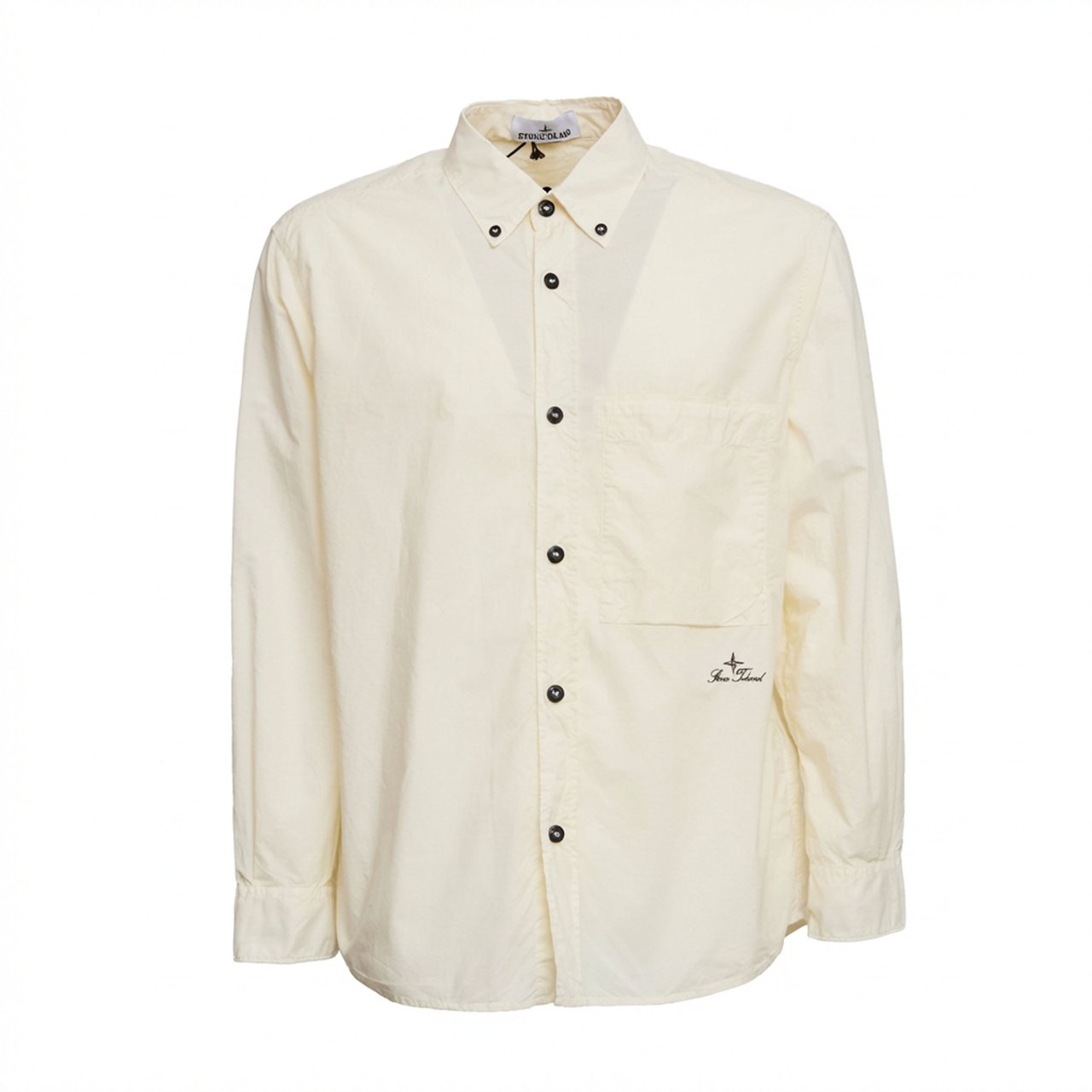 Stone Island Organic Cotton Lettering Oxford Shirt Neutraal