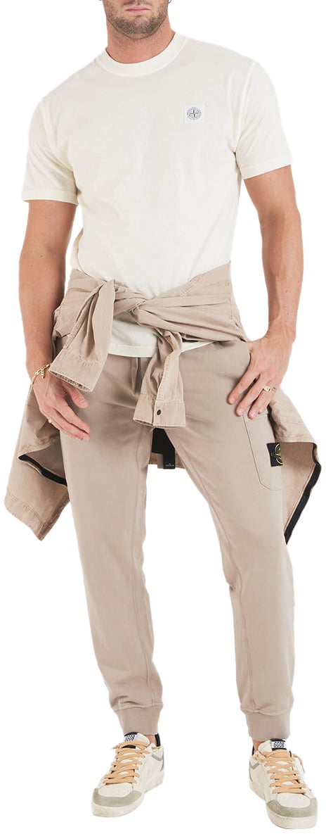 Stone Island Overshirt with logo label Beige