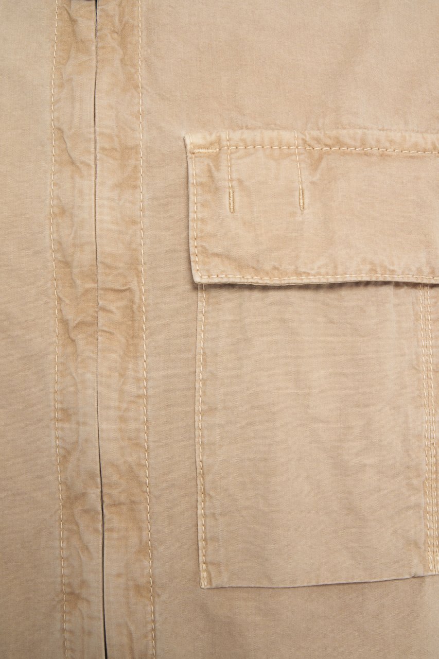 Stone Island Overshirt with logo label Beige