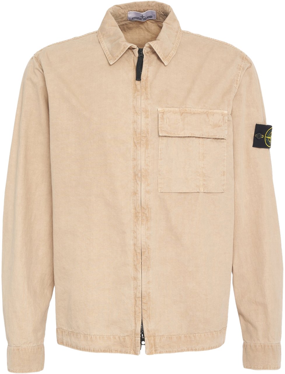 Stone Island Overshirt with logo label Beige