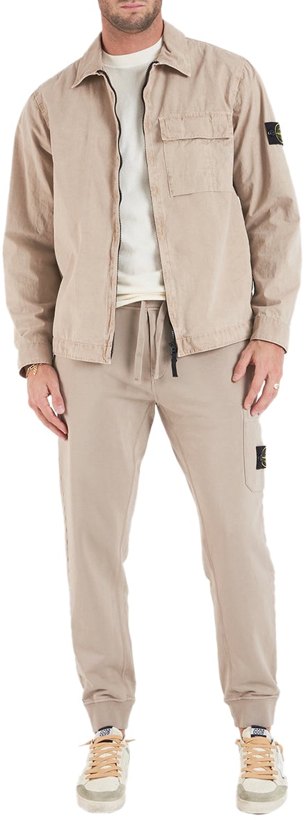 Stone Island Overshirt with logo label Beige