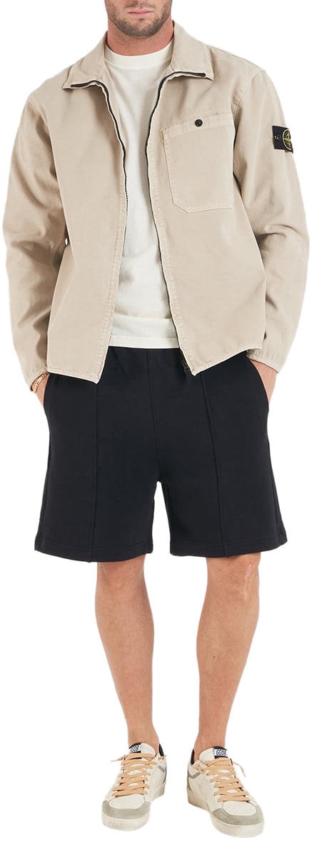 Stone Island Overshirt with zipper Beige