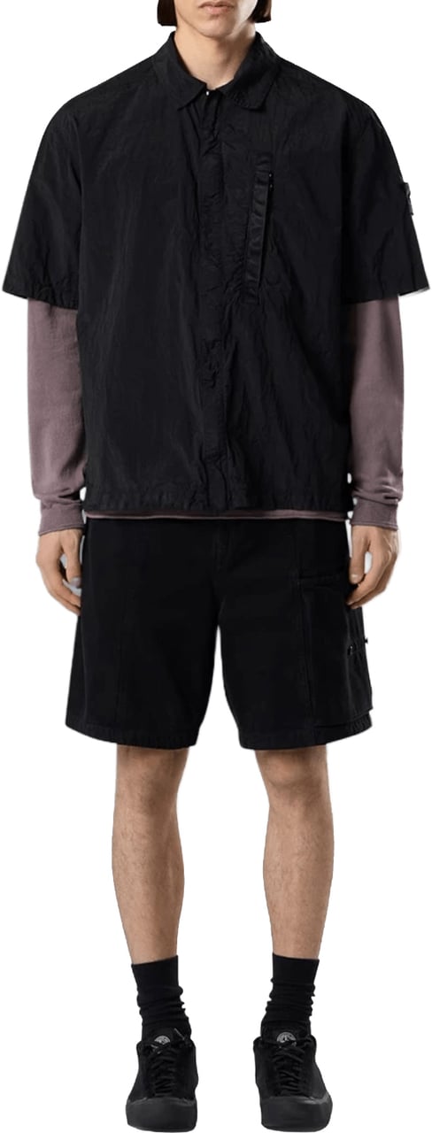 Stone Island NYLON METAL IN ECONYL GEREGENEREERDE NYLON OVERHEMDEN ZWART Zwart