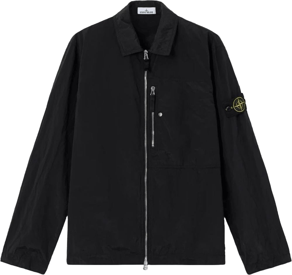 Stone Island NYLON METAL IN ECONYL GEREGENEREERDE NYLON OVERHEMDEN ZWART Zwart