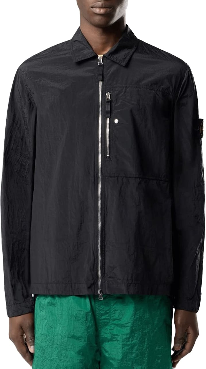 Stone Island NYLON METAL IN ECONYL GEREGENEREERDE NYLON OVERHEMDEN ZWART Zwart