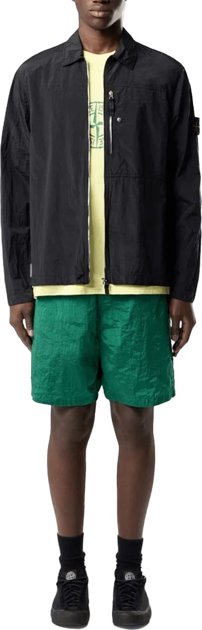 Stone Island NYLON METAL IN ECONYL GEREGENEREERDE NYLON OVERHEMDEN ZWART Zwart