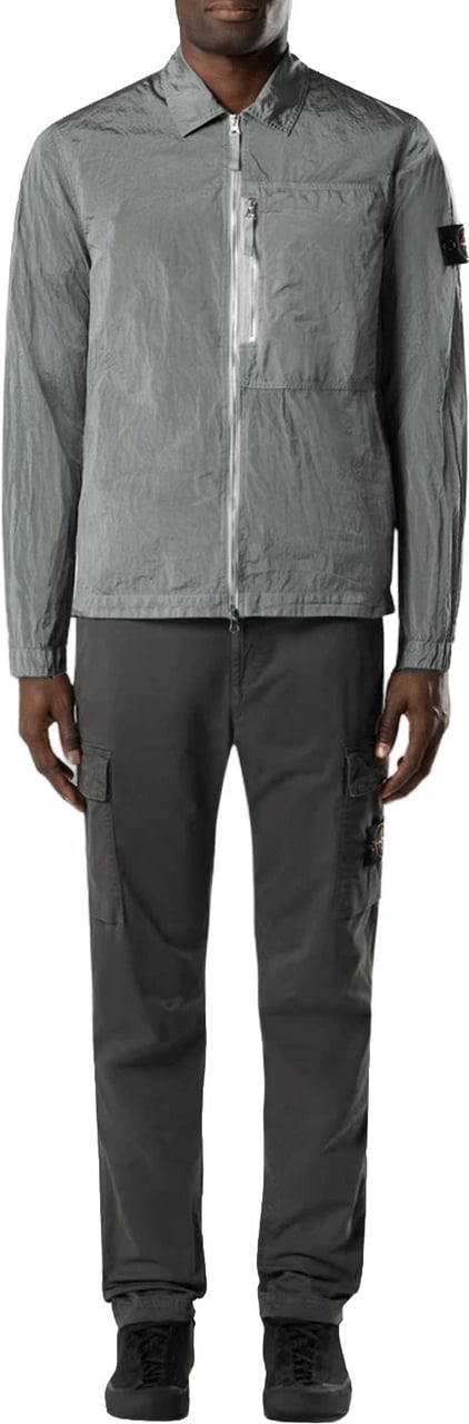 Stone Island NYLON METAL IN ECONYL GEREGENEREERDE NYLON OVERHEMDEN PARELGRIJS Lichtgrijs