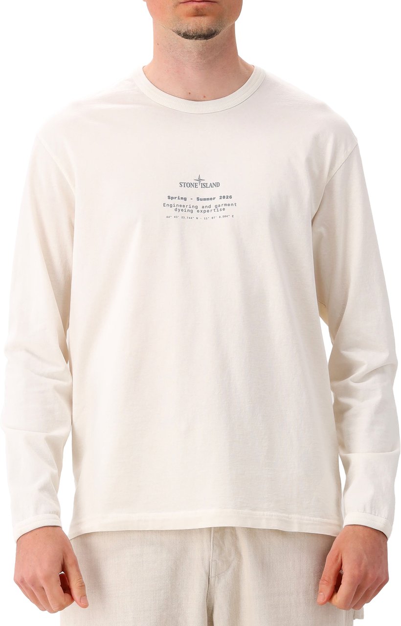 Stone Island Longsleeve Gebroken Wit Wit