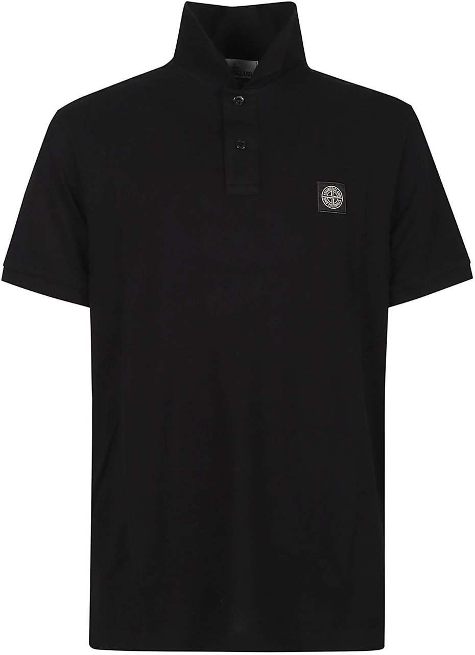 Stone Island Short Sleeve Slim Fit Polo Shirt Black Zwart