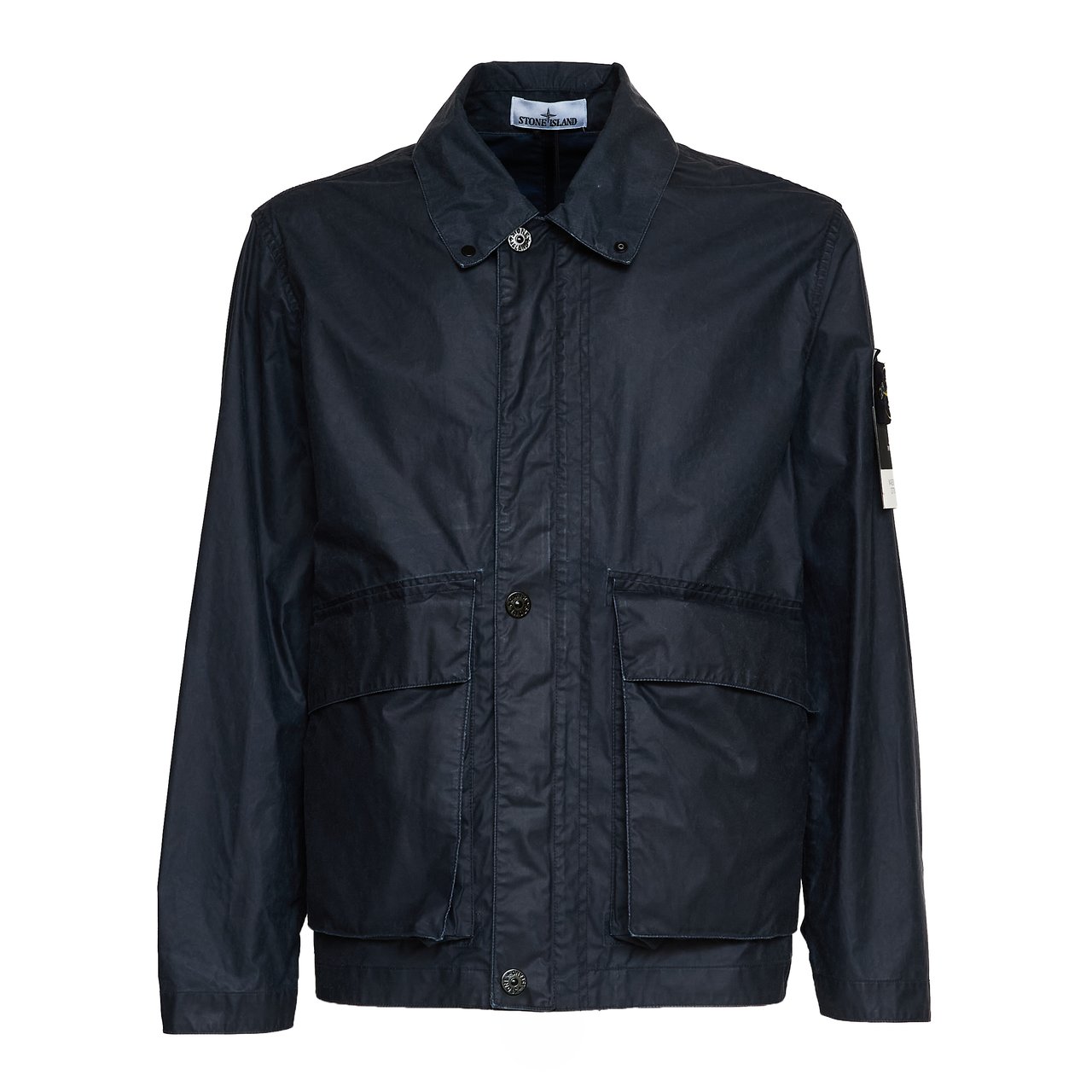 Stone Island Waxed Pigment Cotton Multi-Pocket Jacket Zwart