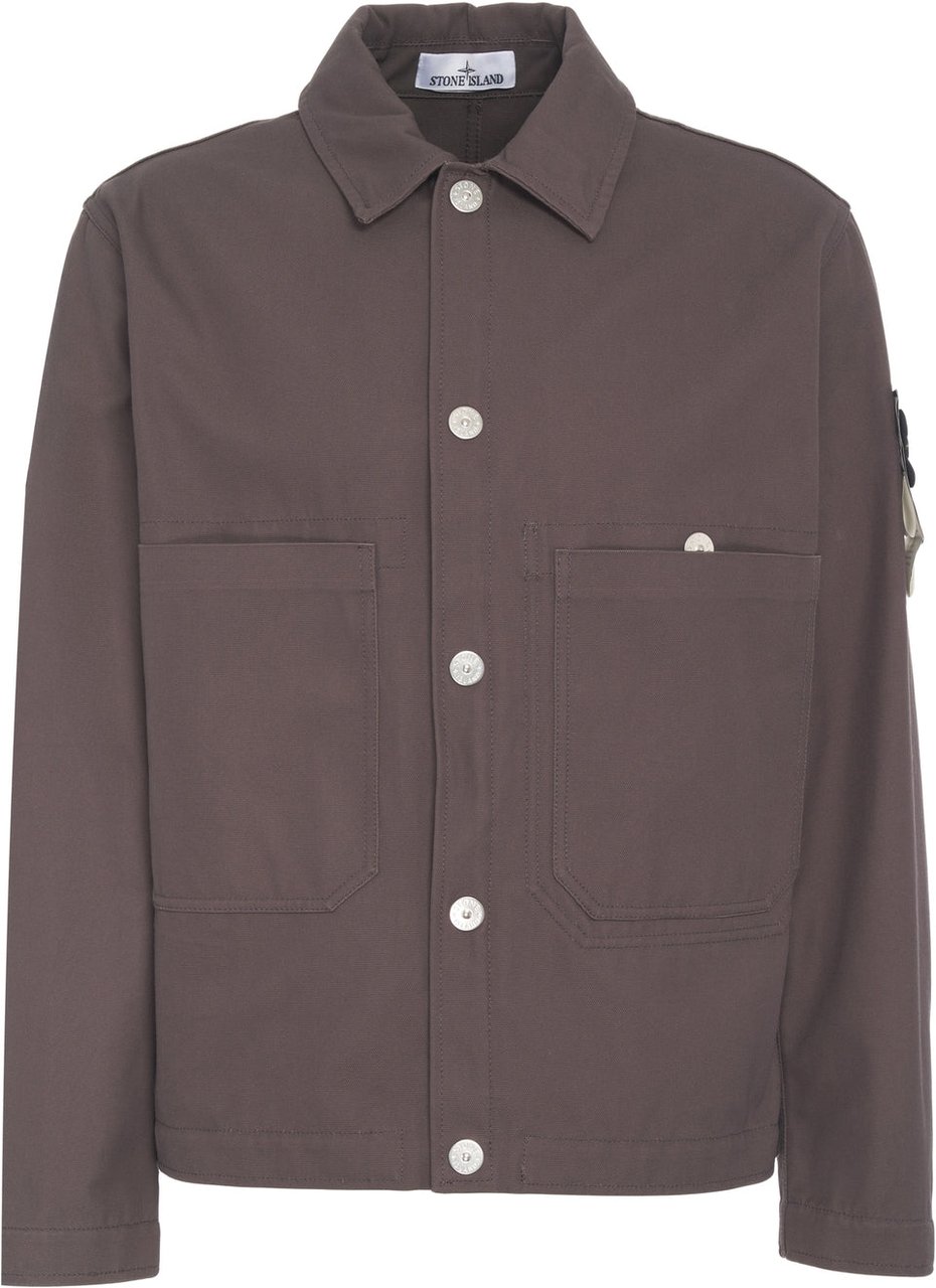 Stone Island Overshirt with logo label Grijs