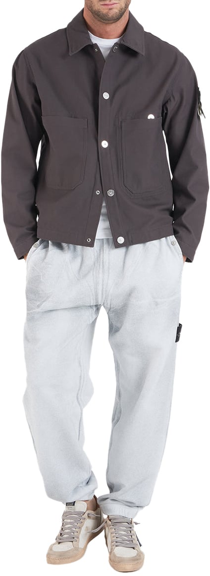 Stone Island Overshirt with logo label Grijs