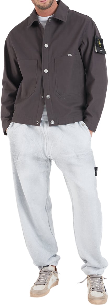 Stone Island Overshirt with logo label Grijs
