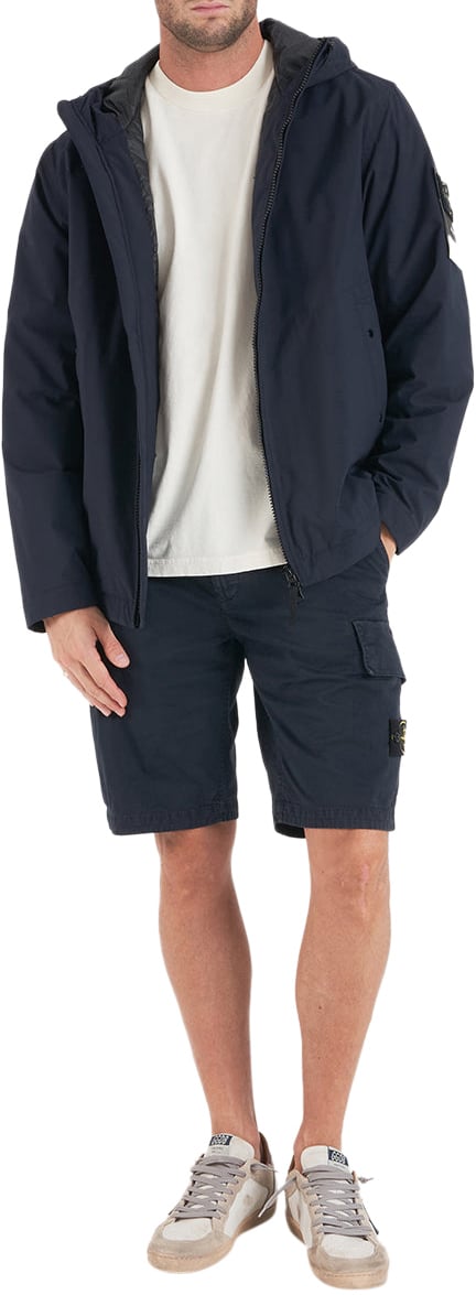 Stone Island Jacket with logo label Blauw