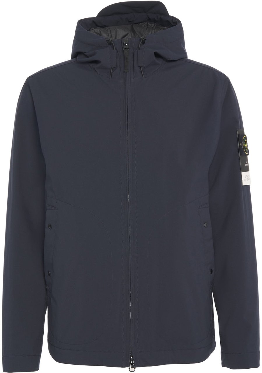 Stone Island Jacket with logo label Blauw
