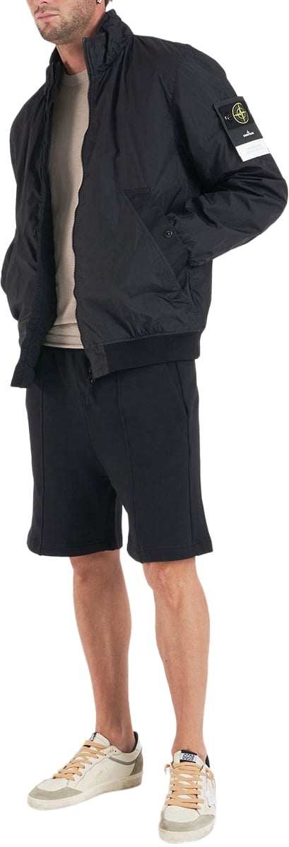 Stone Island Jacket with logo label Zwart