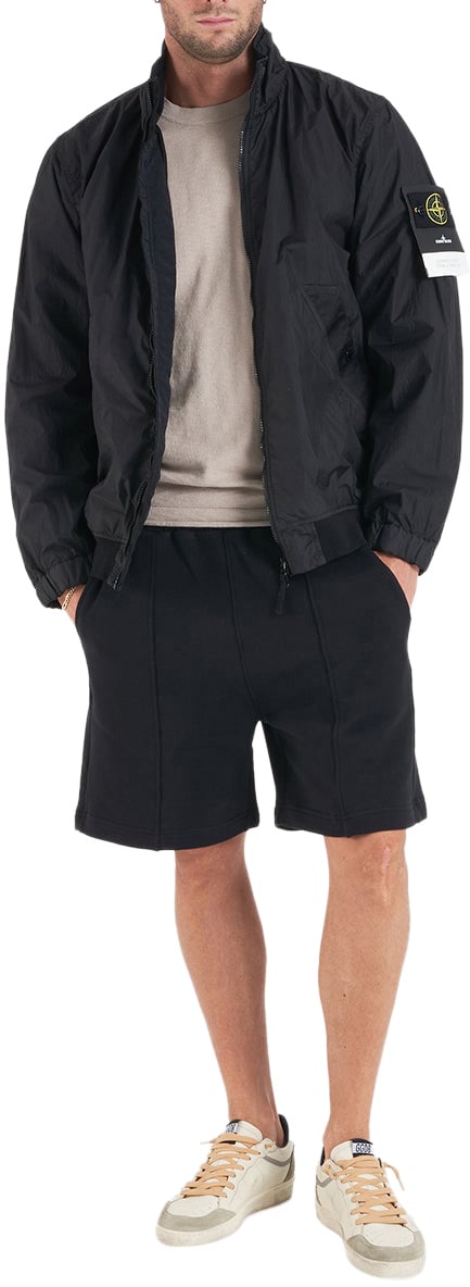 Stone Island Jacket with logo label Zwart