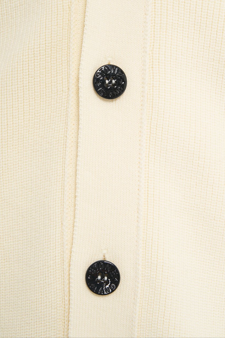 Stone Island Cardigan with logo label Beige