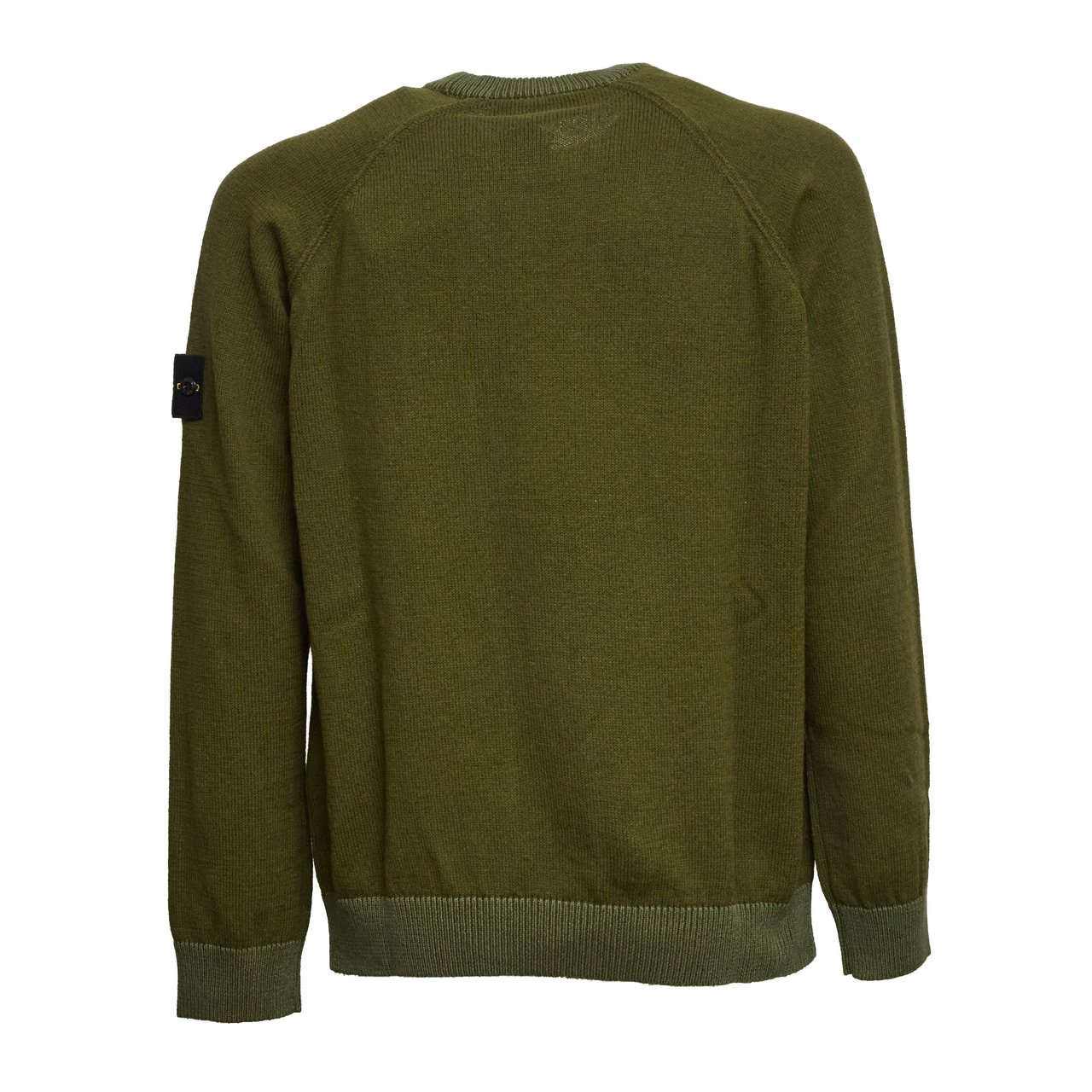 Stone Island Ribbed Cotton Garment Dyed Crewneck Sweater Zwart