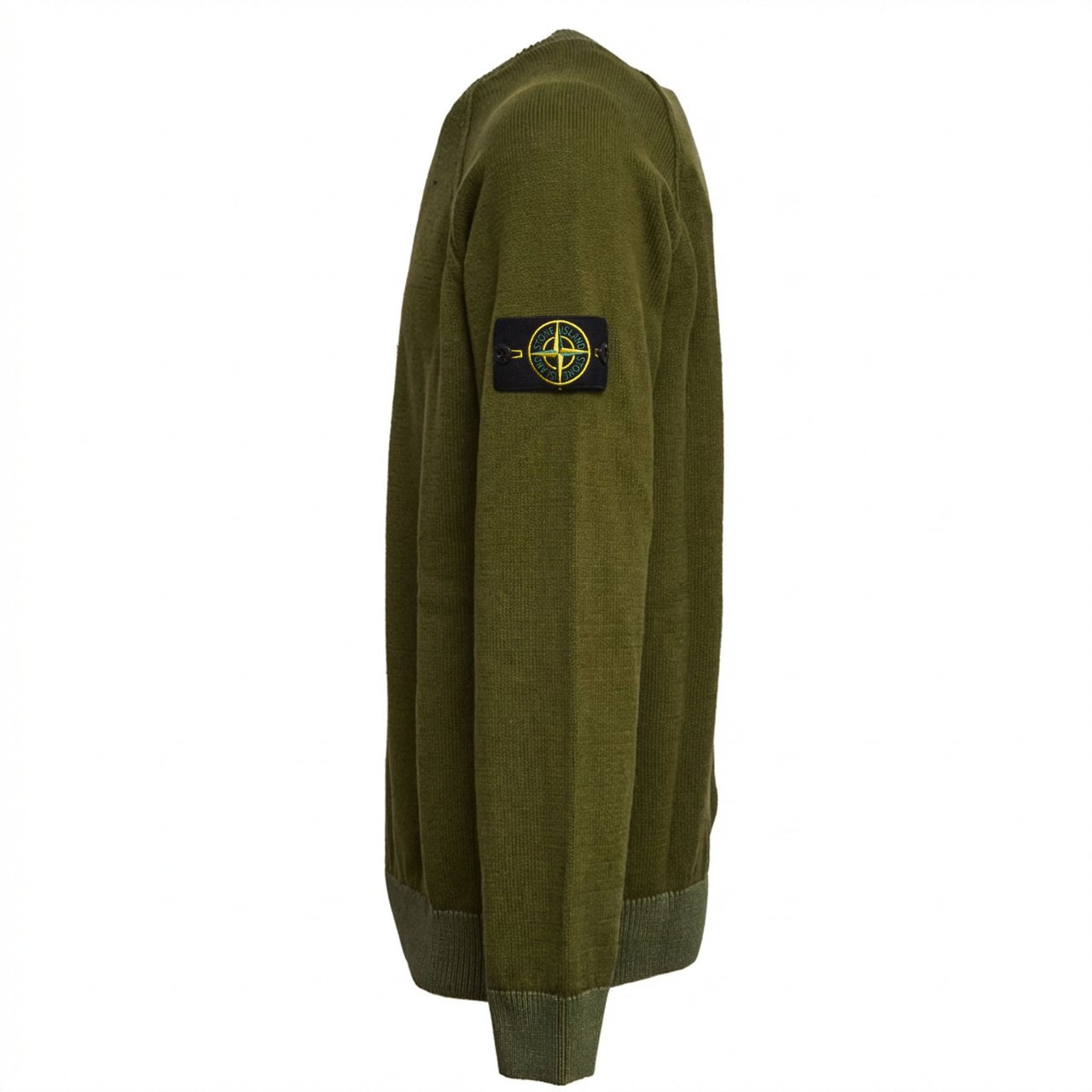 Stone Island Ribbed Cotton Garment Dyed Crewneck Sweater Zwart