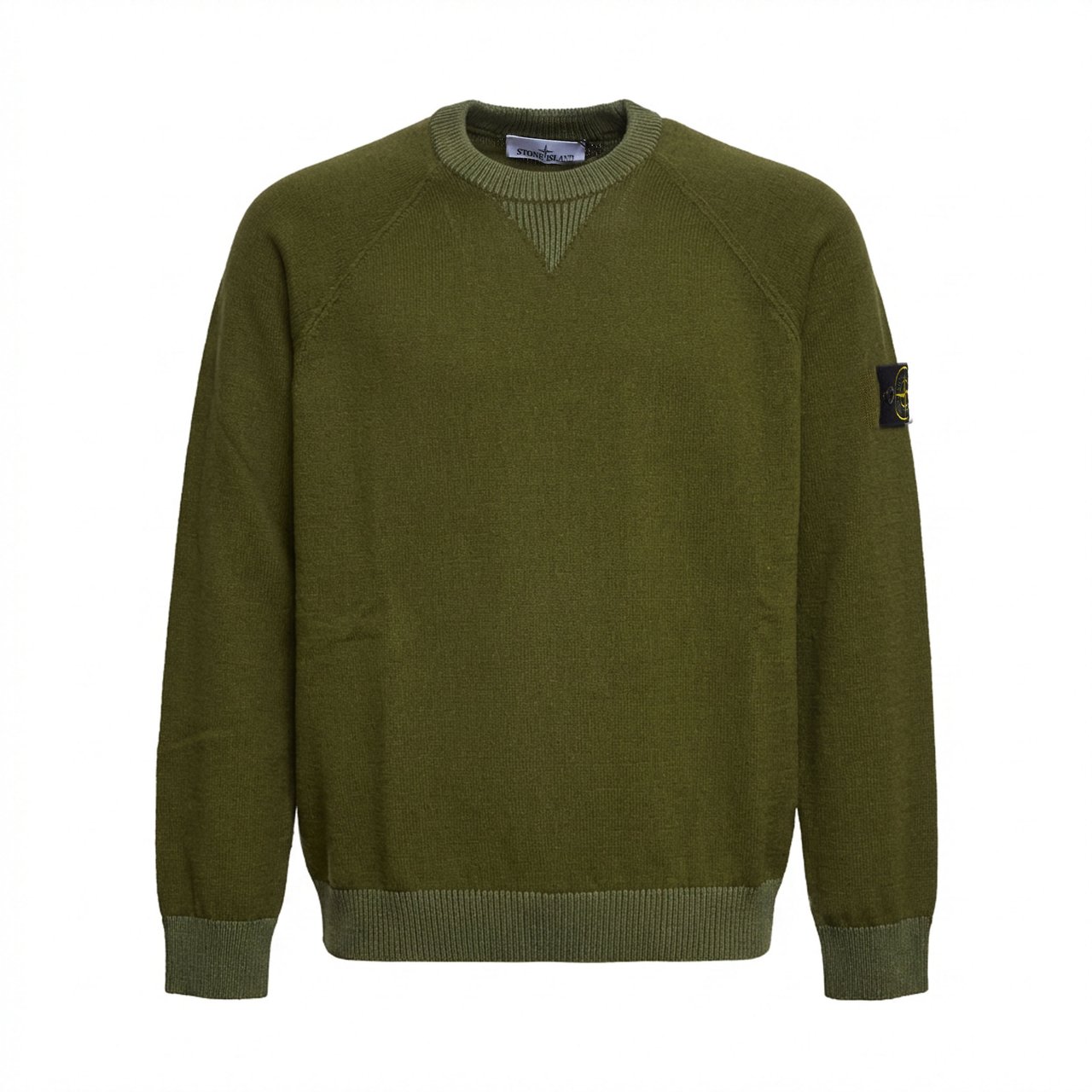 Stone Island Ribbed Cotton Garment Dyed Crewneck Sweater Zwart