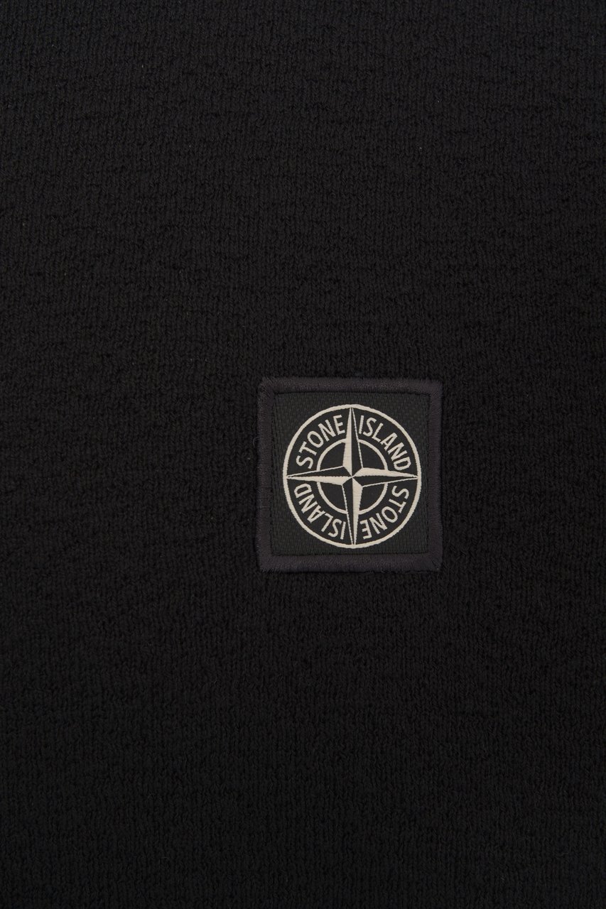 Stone Island Knit polo with logo Zwart