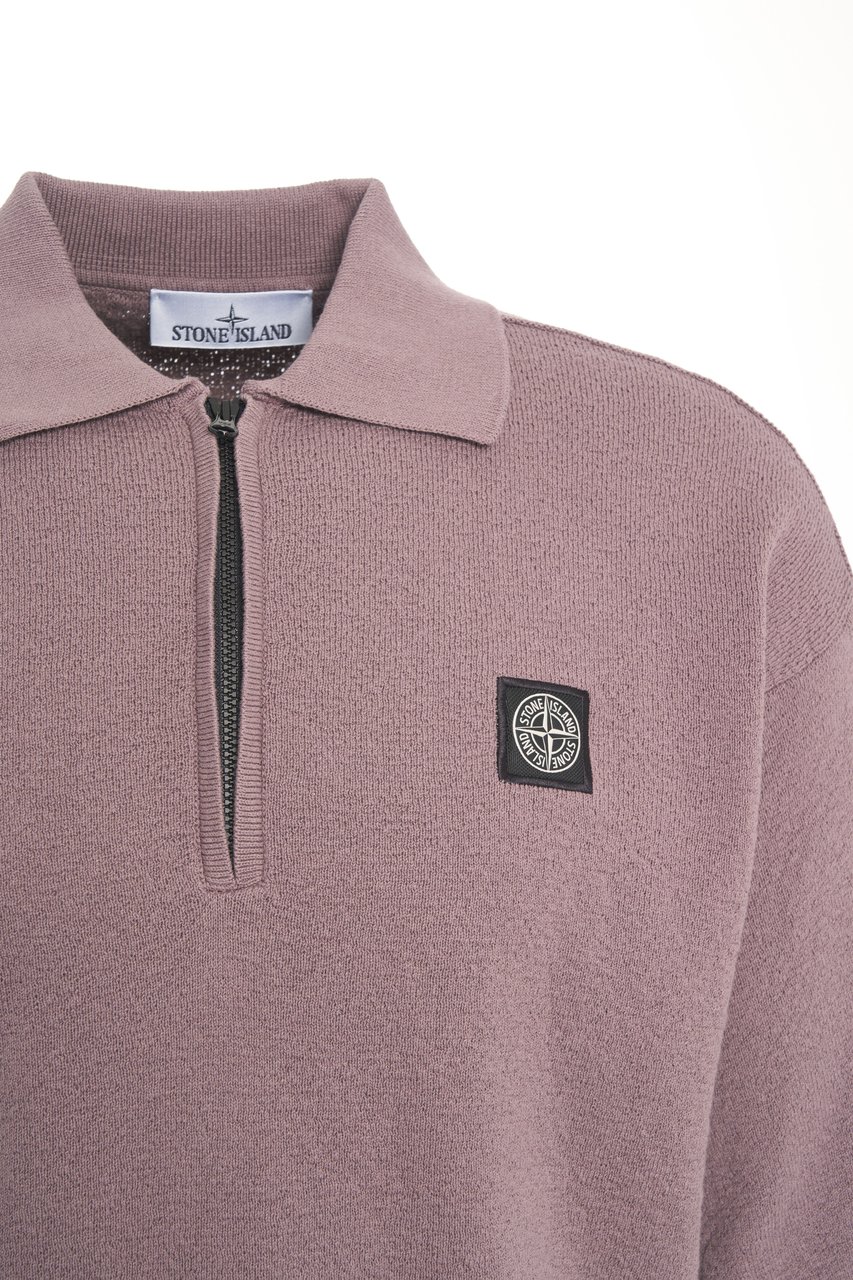 Stone Island Knit polo with logo Paars
