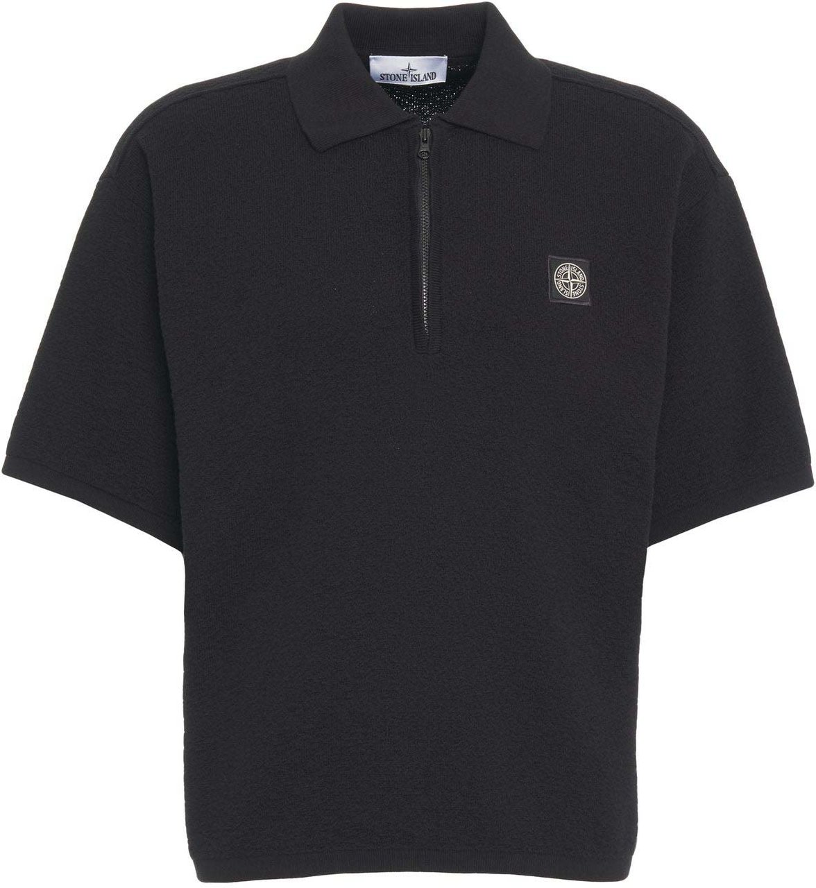 Stone Island Knit polo with logo Zwart