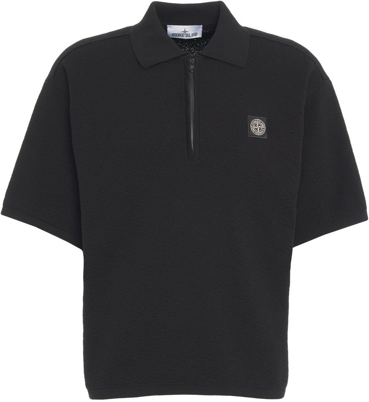Stone Island Knit polo with logo Zwart
