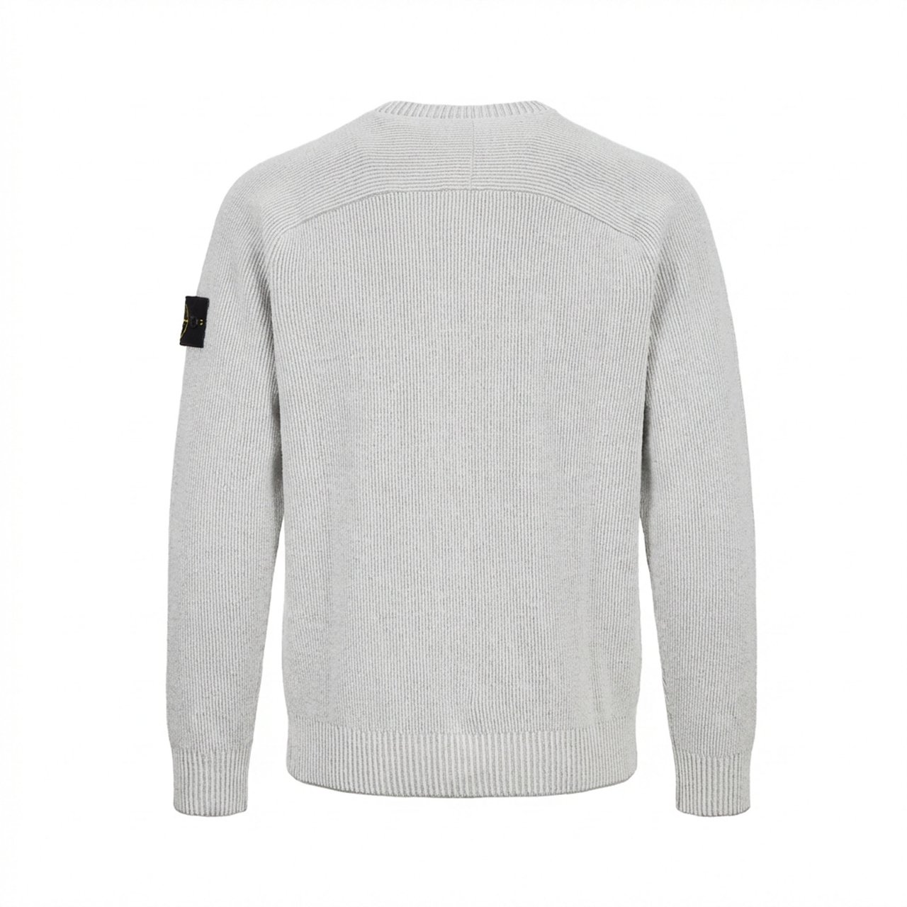 Stone Island Plated Rib Cotton Bouclé Regular Sweater Wit