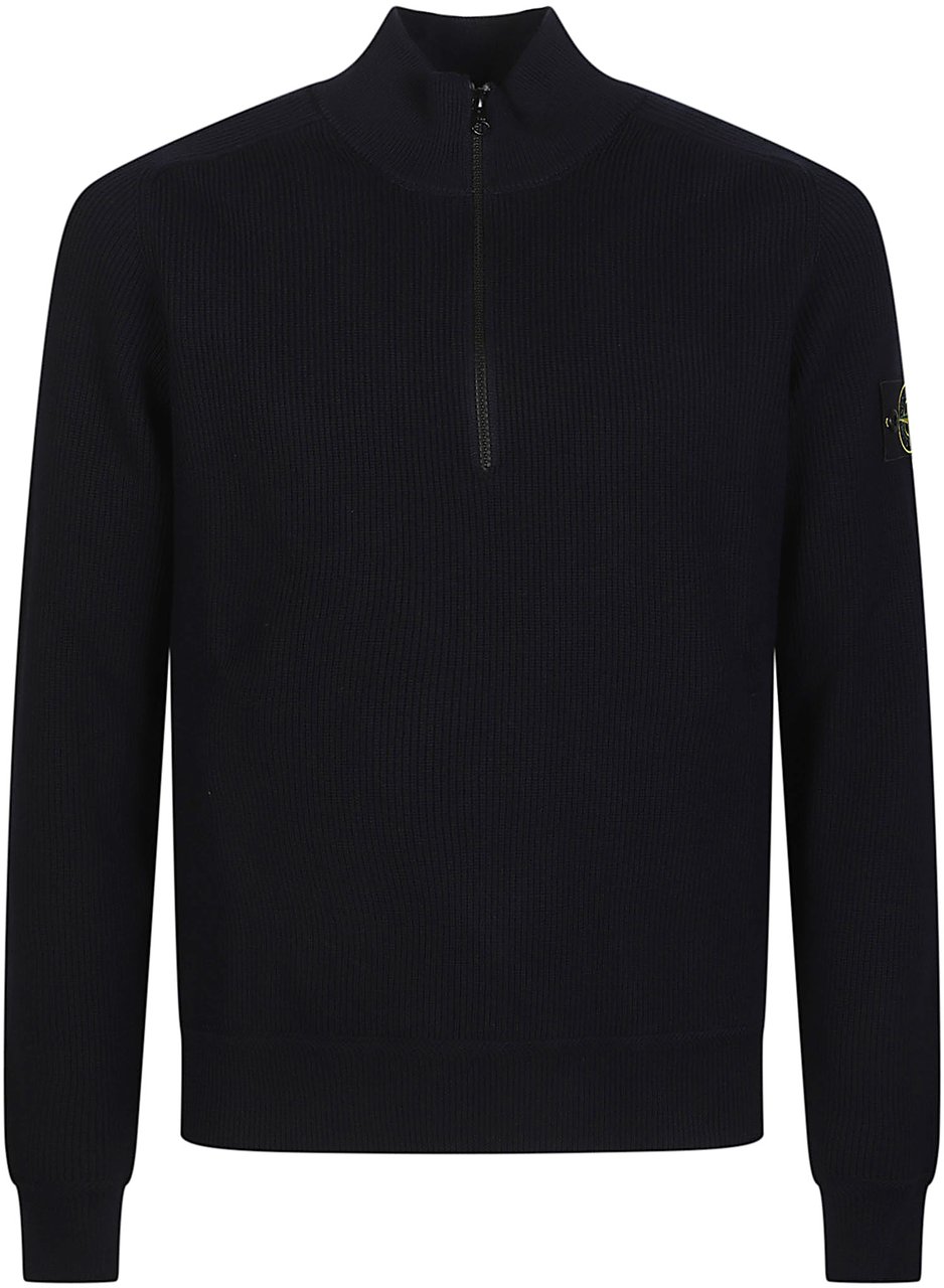 Stone Island Basic Half Zip Sweater Blue Blauw
