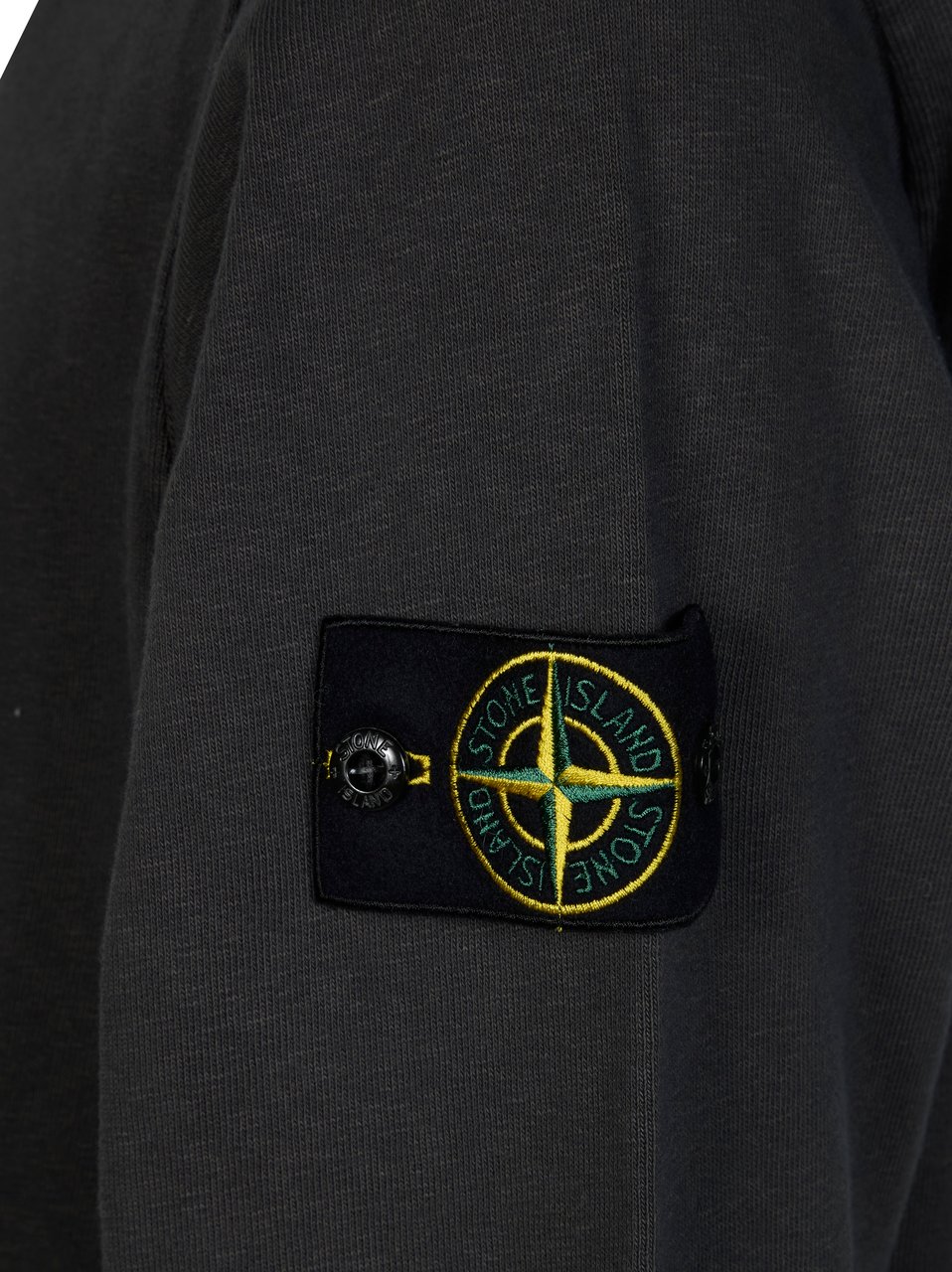Stone Island Cotton Sleeve Patch Zip Hoodie Zwart