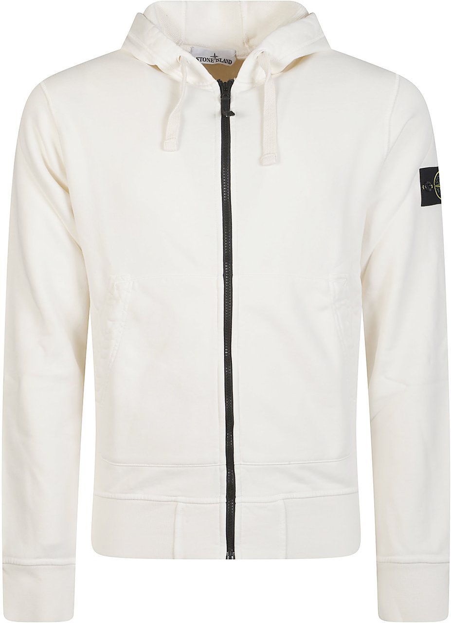 Stone Island Logo Full Zip Sweatshirt White Wit