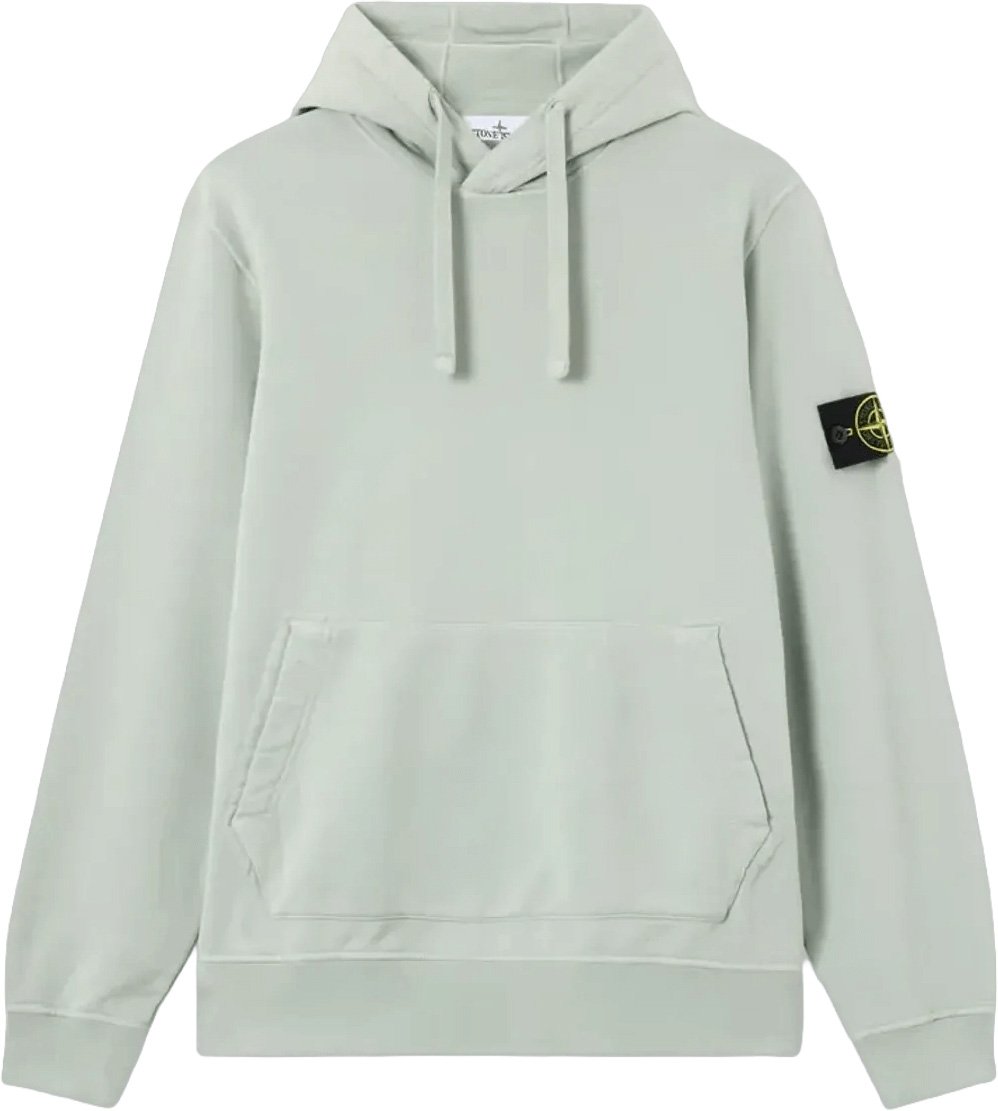 Stone Island Hoodie van biologisch katoen fleece in de kleur saliegroen. Lime