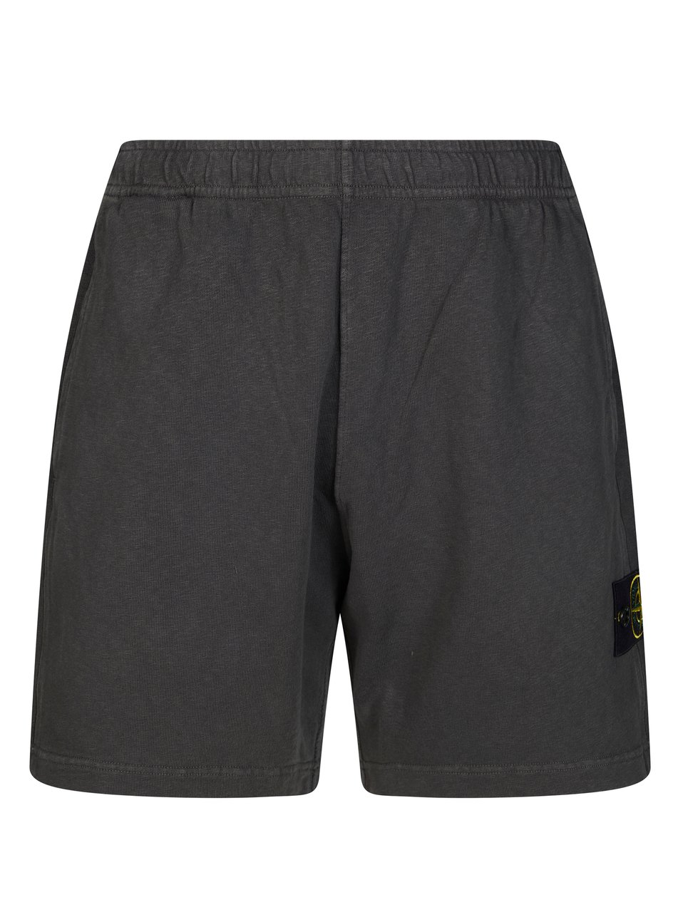 Stone Island Black Cotton Elastane Belt Shorts Zwart