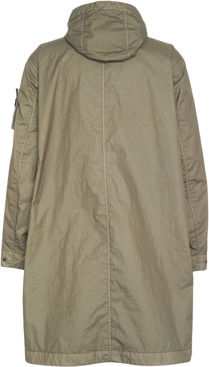 Stone Island Parka with logo label Groen