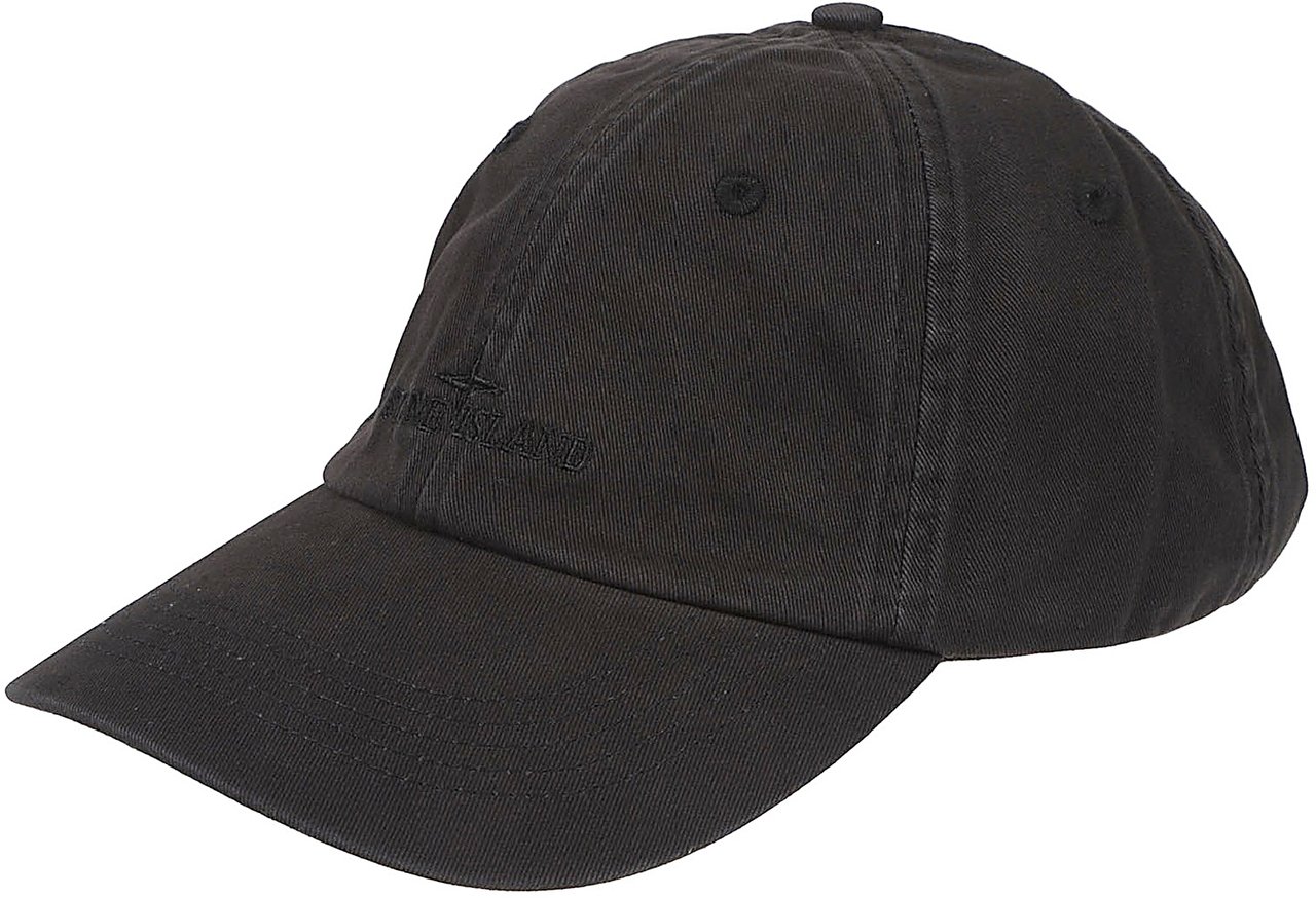 Stone Island Logo Baseball Cap Black Zwart