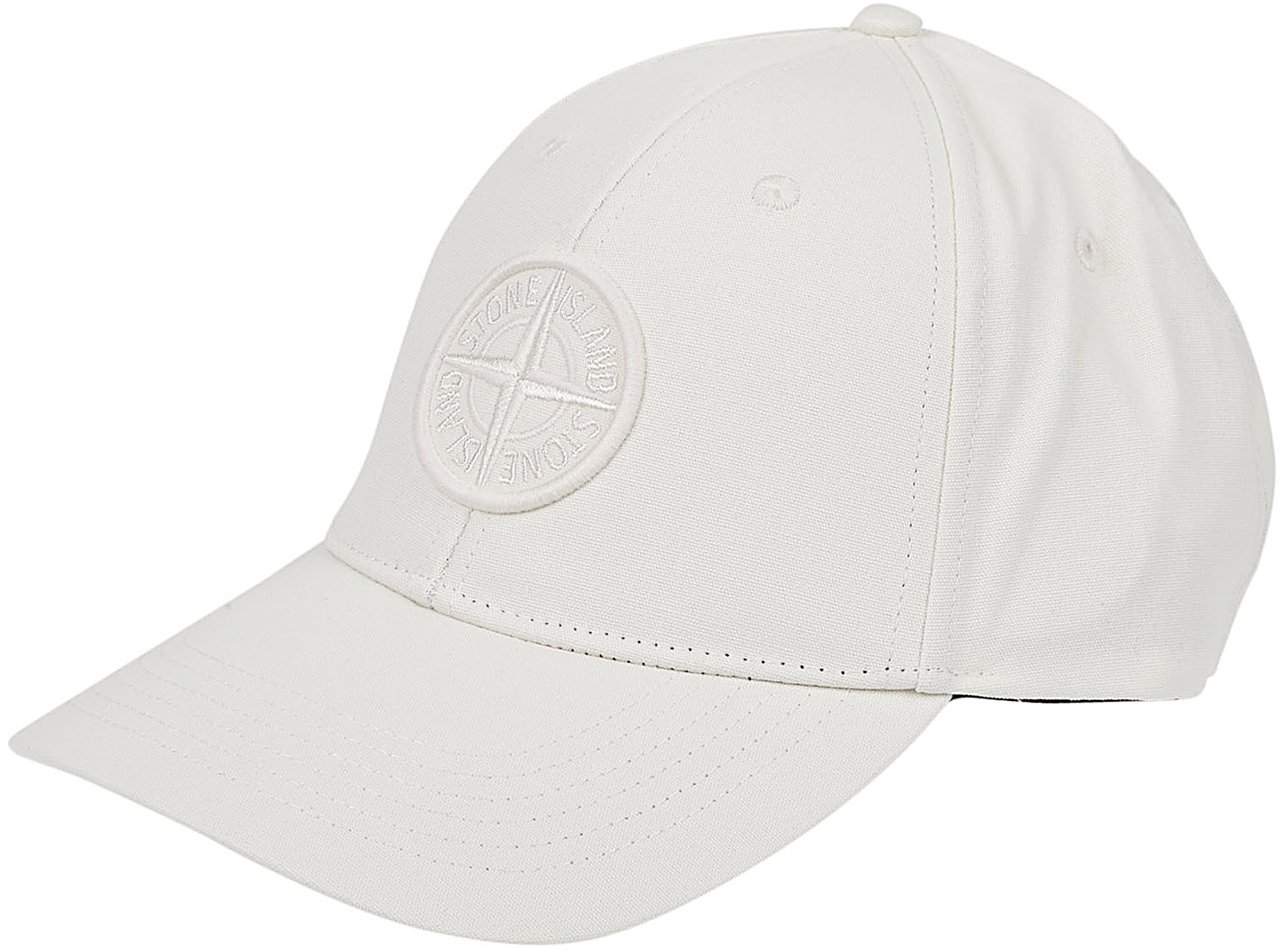 Stone Island Logo Baseball Cap White Wit