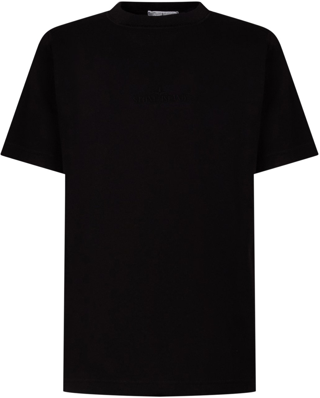 Stone Island T-shirt a Maniche Corte con Logo Ricamato Zwart