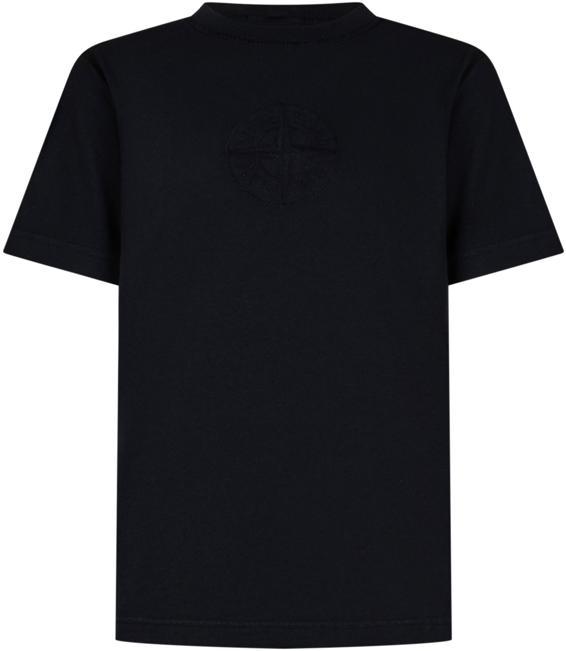 Stone Island T-shirt a Maniche Corte con Logo Tono su Tono Zwart