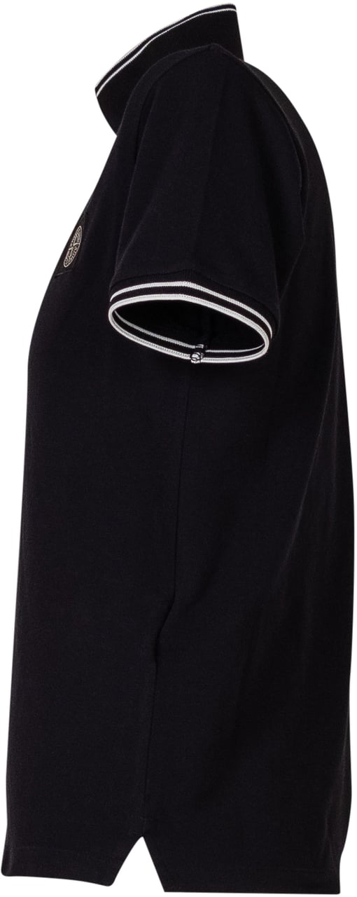 Stone Island Polo a Maniche Corte con Collo a Contrasto e Patch Logo Zwart