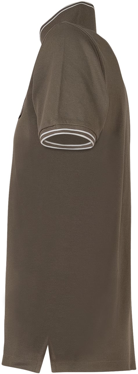 Stone Island Polo a Maniche Corte con Collo a Contrasto e Patch Logo Taupe