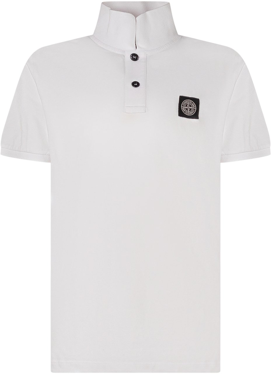 Stone Island Polo in Cotone con Collo Alto e Bottoni Wit