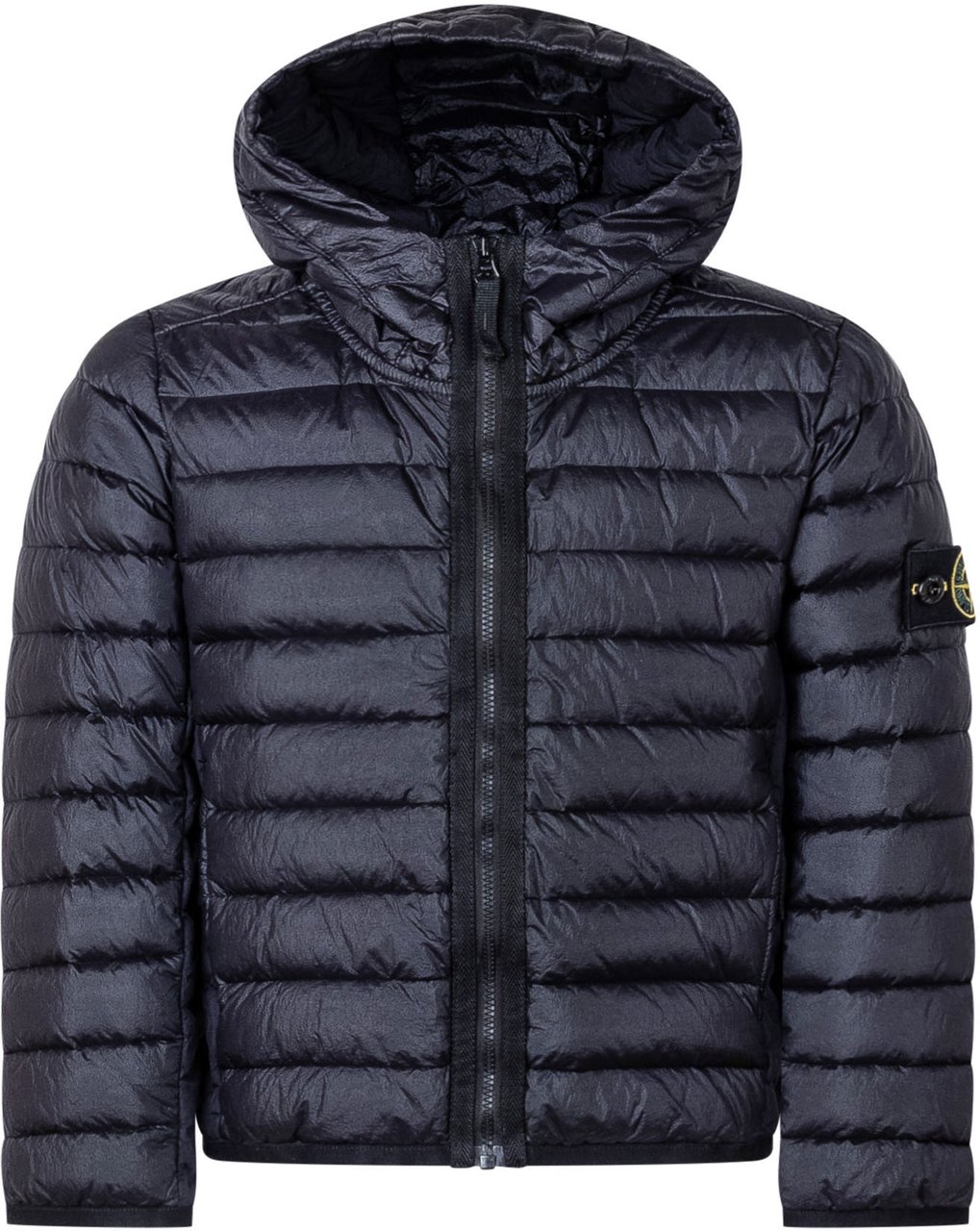 Stone Island Giacca Imbottita con Cappuccio e Zip Donkergrijs