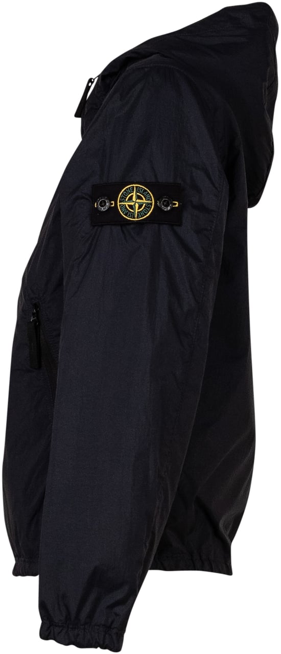 Stone Island Short Parka con Cappuccio e Zip Zwart
