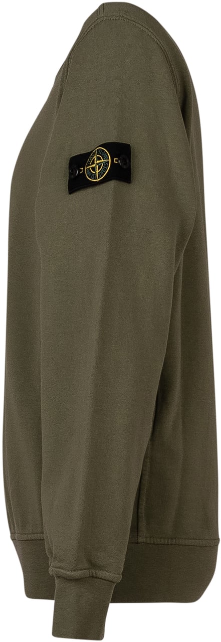 Stone Island Felpa Girocollo con Logo Applicato Donkergroen
