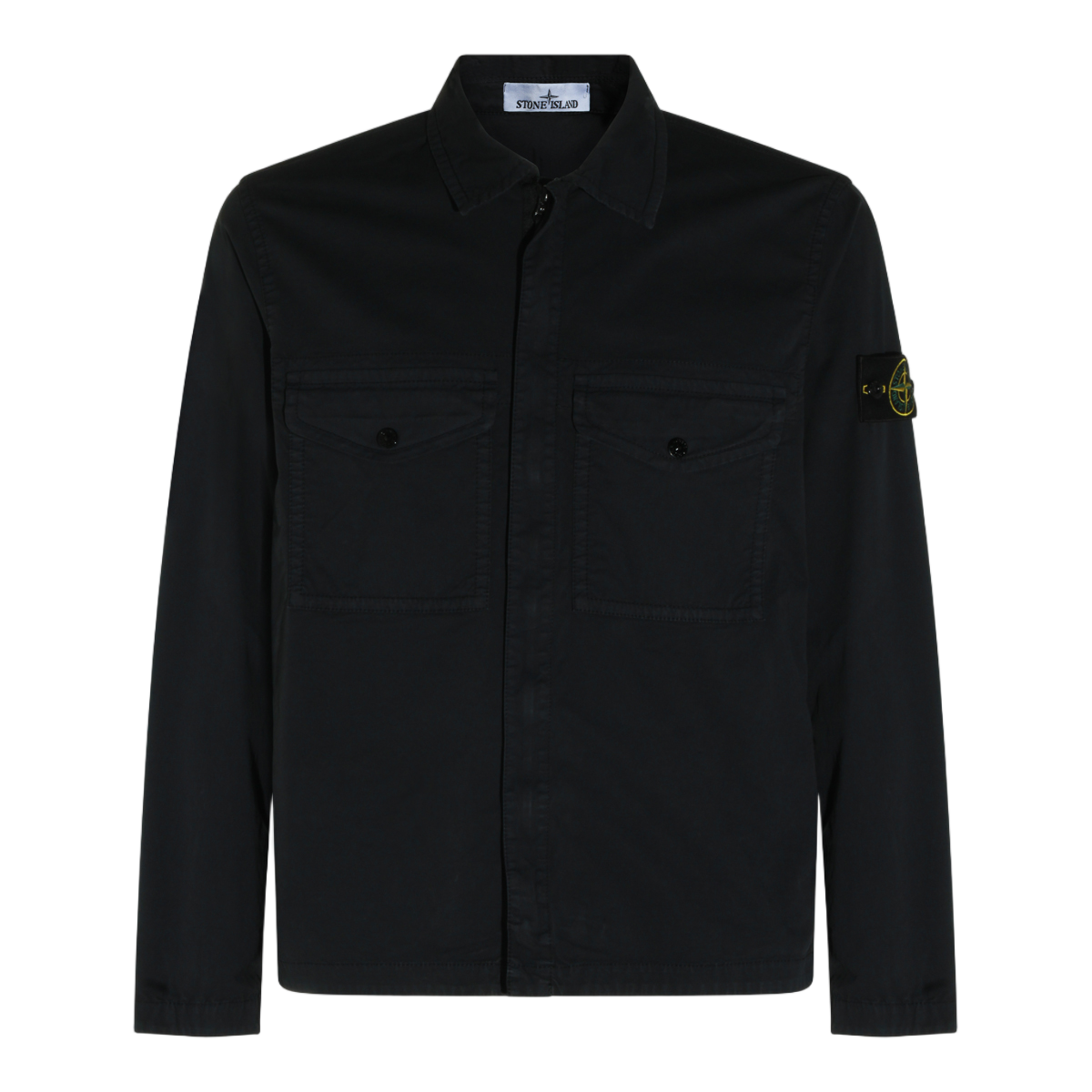 Stone Island Long-Sleeved Minimalist Shirt with Classic Collar Zwart