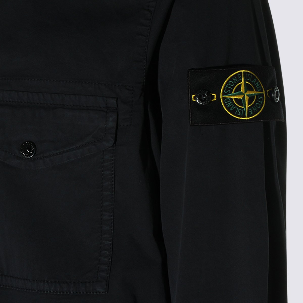 Stone Island Long-Sleeved Minimalist Shirt with Classic Collar Zwart
