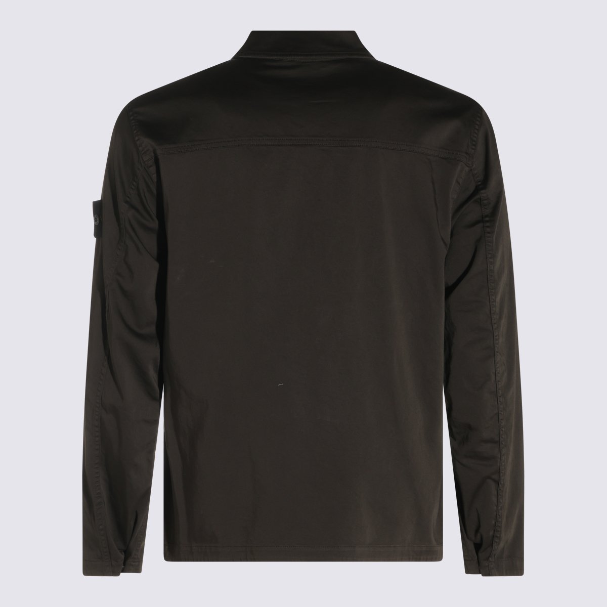 Stone Island Sleek Zip-Up Shirt with Classic Collar Zwart