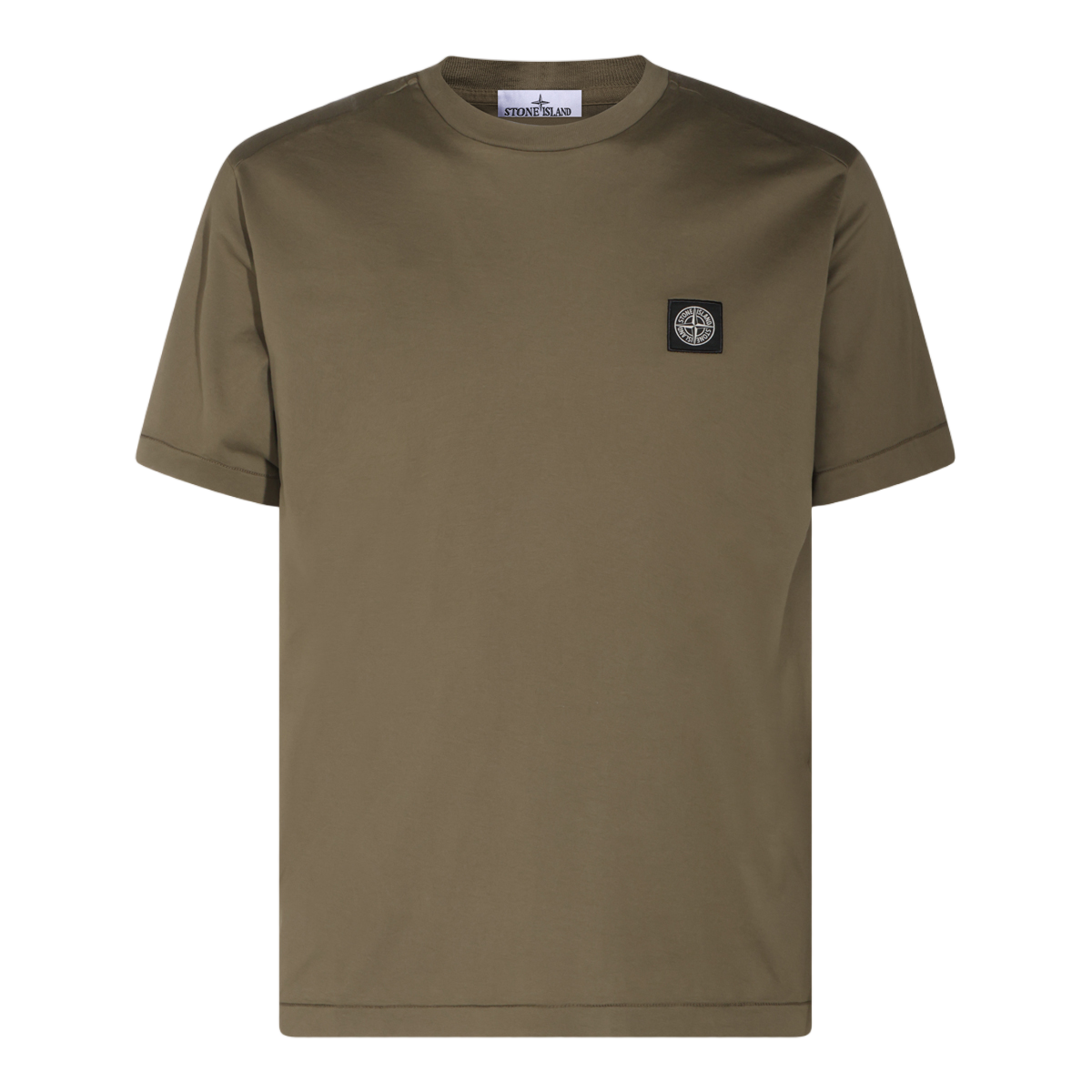 Stone Island Minimalist Olive T-Shirt with Signature Emblem Grijs